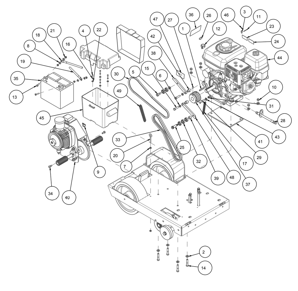 Section 01 Diagram and Parts List for SRX-2000 172235-E MK Diamond Concrete Saw